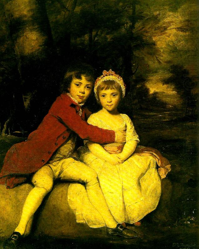 Sir Joshua Reynolds master parker and his sister, theresa china oil painting image